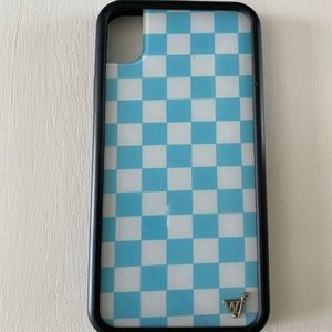 Blue and white check wildflower iPhone X case